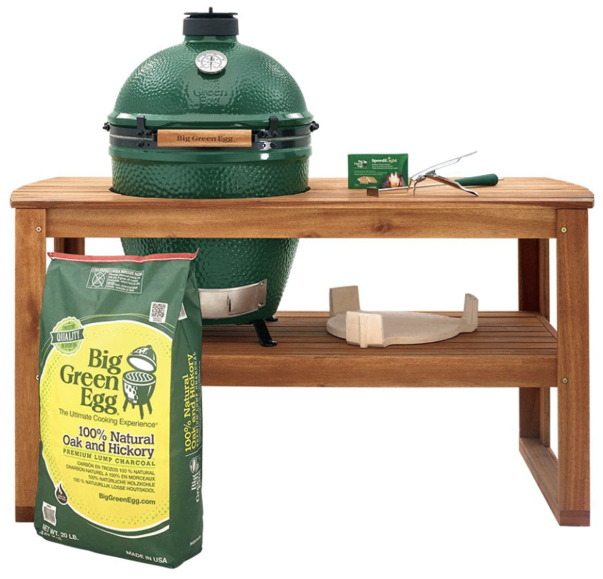 Large Big Green Egg in Acacia Table Package